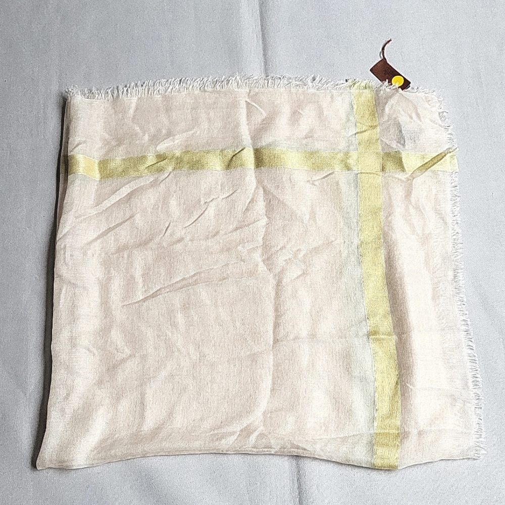 NWT$825 Loro Piana Large Square Stripe Cashmere & Silk Fringe Scarf Shawl - Picture 7 of 14